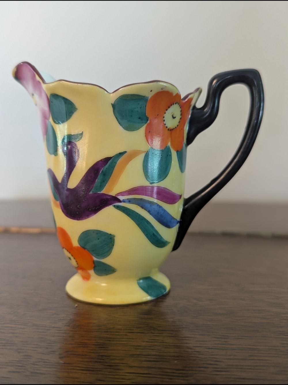 ​Meito China Japan Hand Painted Floral & Bird Creamer Pitcher Vintage